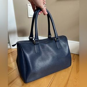 Furla Navy Saffiano Leather Boston Bag
